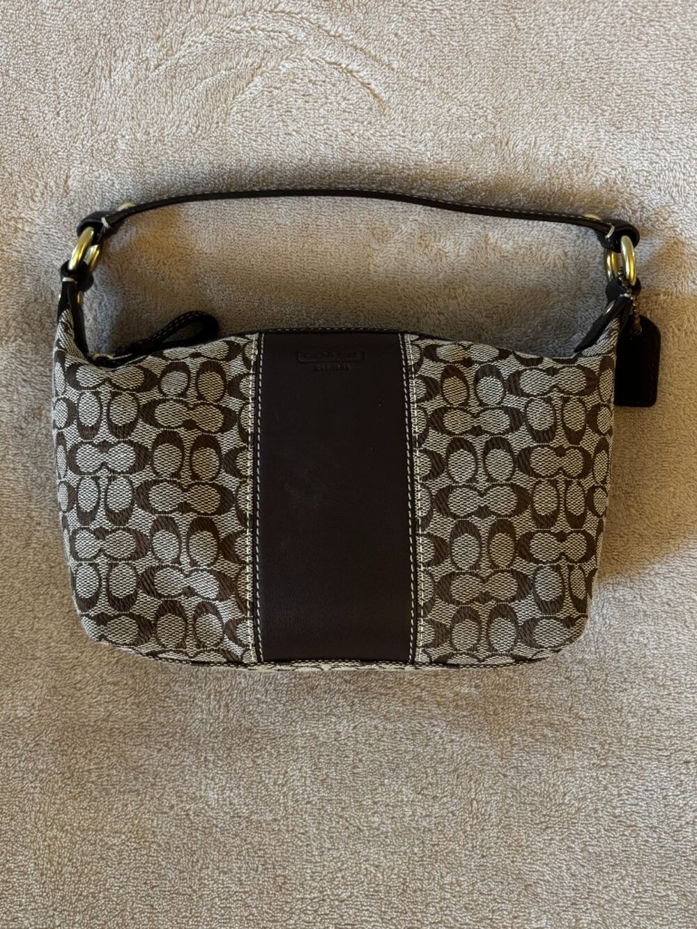 COACH VINTAGE Y2K SIGNATURE CANVAS MINI-BAG in colors Chocolate and Tan